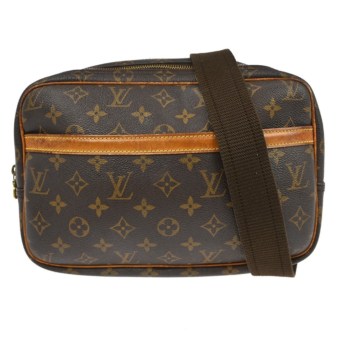 Louis Vuitton Reporter PM Monogram Canvas Small Brown Shoulder Bag: Louis Vuitton Reporter PM Monogram Canvas Small Brown Shoulder Bag The Louis Vuitton Reporter PM shoulder bag features the iconic Monogram canvas leather exterior with brown crossbody strap and ivory 