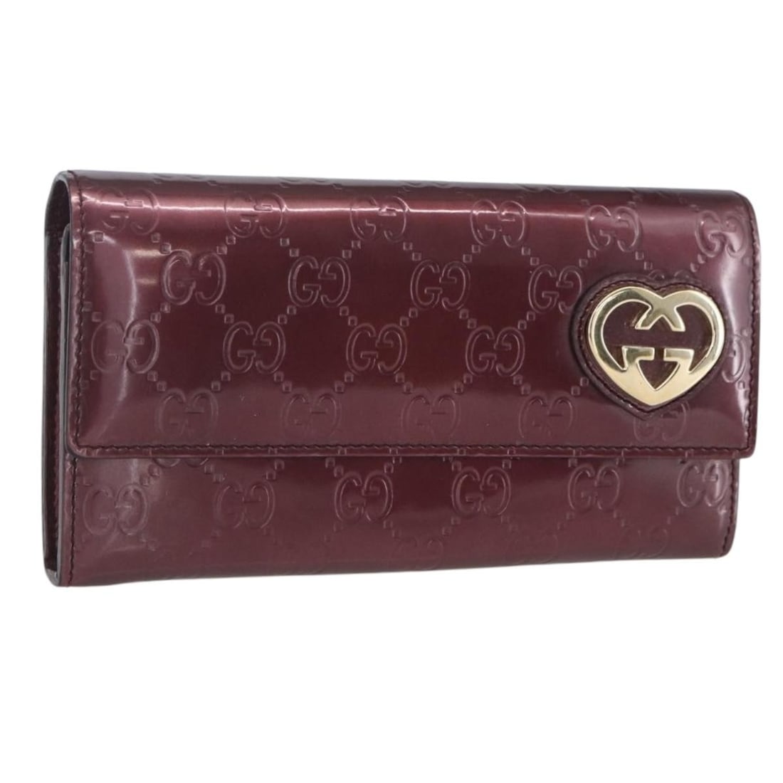 GUCCI GG Canvas Heart Wallet Bordeaux Gold 251861 Authentic Italy (1 of 18)