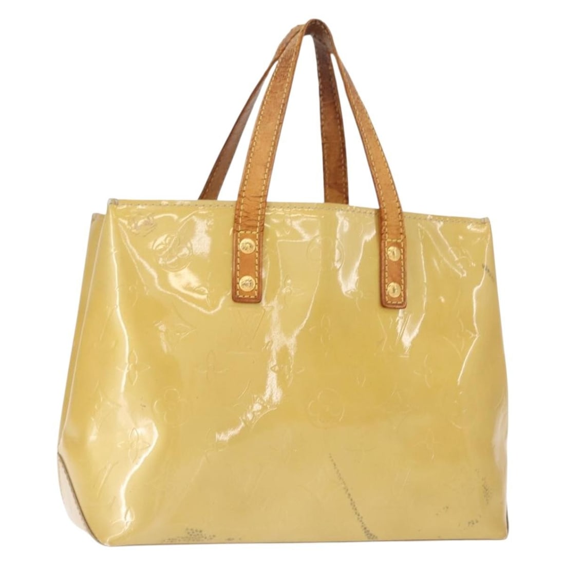 LOUIS VUITTON Monogram Vernis Reade PM Hand Bag Beige M91334 Auth: LOUIS VUITTON Monogram Vernis Reade PM Hand Bag Beige M91334 Auth The LOUIS VUITTON Monogram Vernis Reade PM Hand Bag is a stylish accessory crafted in France from high-quality patent leather in a sop