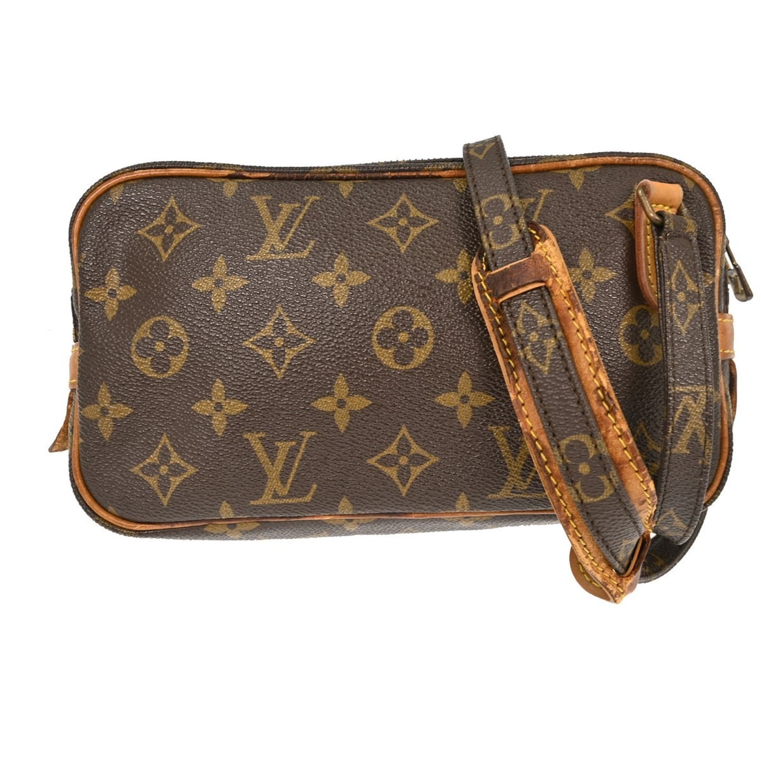Louis Vuitton Marly Bandouliere Monogram Mini Leather Crossbody Bag: Louis Vuitton Marly Bandouliere Monogram Mini Leather Crossbody Bag This Louis Vuitton Marly Bandouliere crossbody bag features the iconic monogram pattern and a compact mini size. Crafted with a leat