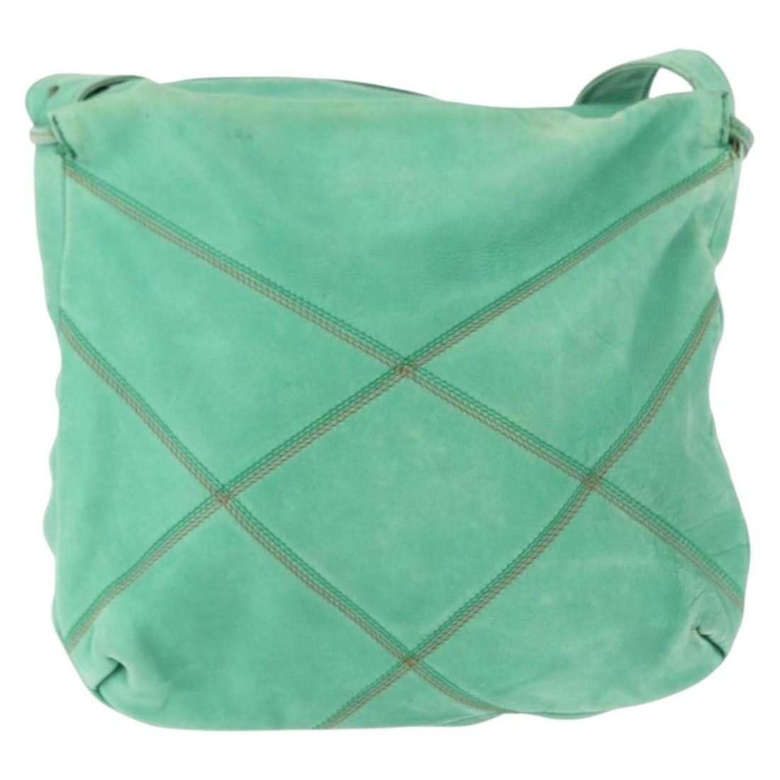 Green Leather Shoulder Bag by Loewe Vintage Model: Green Leather Shoulder Bag by Loewe Vintage Model This vintage Loewe shoulder bag for women is crafted from green leather and features a compact design. It shows typical signs of use, including shape 