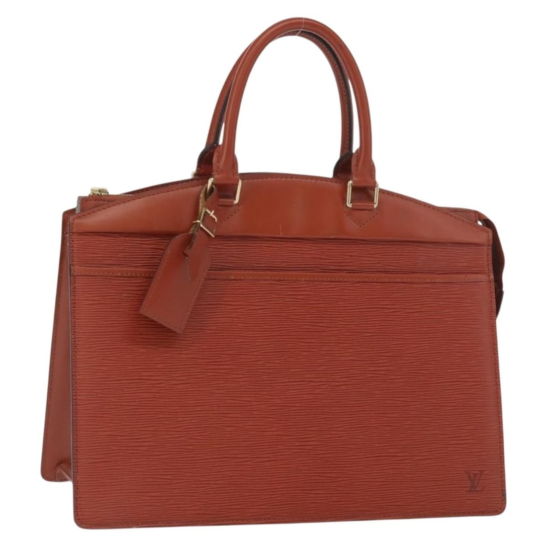 Brown Epi Leather Riviera Handbag by Louis Vuitton M48183 France: Brown Epi Leather Riviera Handbag by Louis Vuitton M48183 France This Louis Vuitton Epi Riviera hand bag features durable brown Epi leather with a structured silhouette. The bag is made in France and 