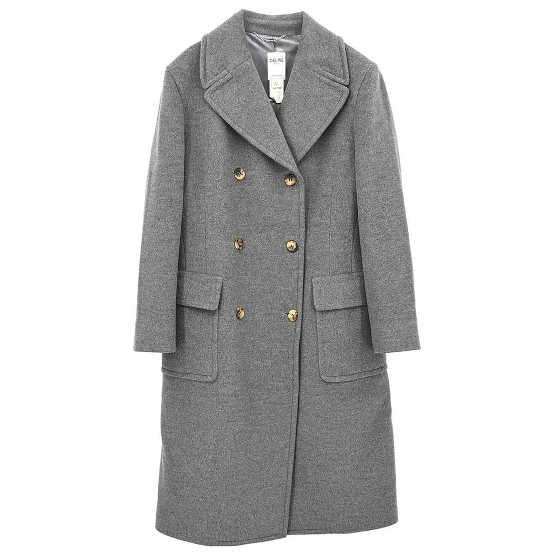 Celine Gray Cashmere Long Overcoat Collared Winter FR 42 (1 of 18)