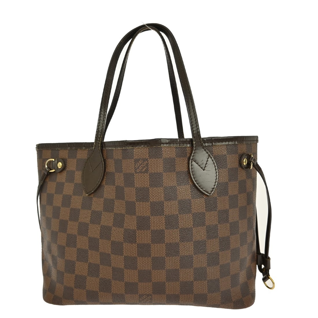 Louis Vuitton Neverfull PM Damier Canvas Brown Tote Bag N51109: Louis Vuitton Neverfull PM Damier Canvas Brown Tote Bag N51109 This Louis Vuitton Neverfull PM tote handbag features the signature Damier canvas leather exterior in brown with a check pattern and red 