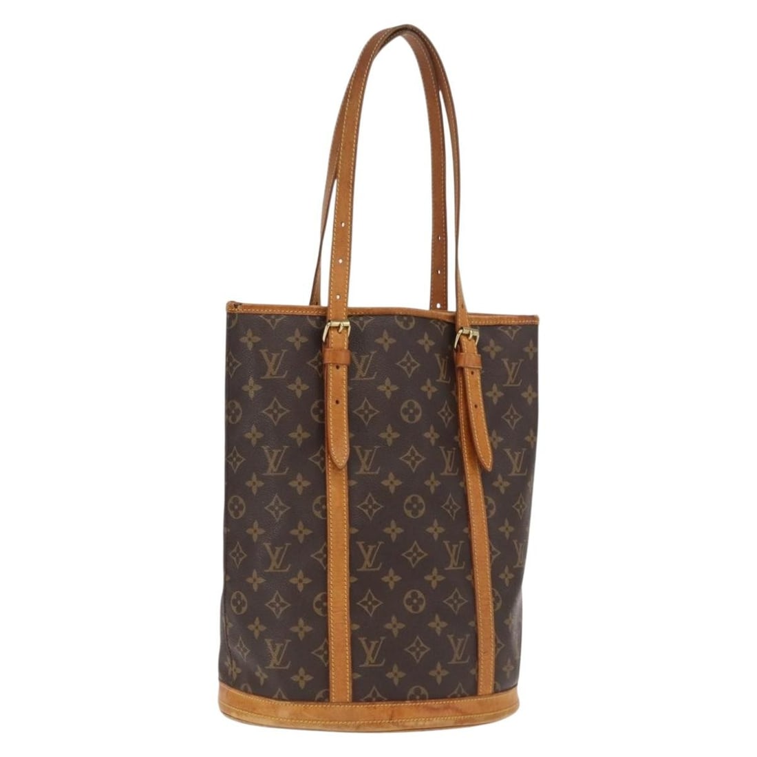 Louis Vuitton Monogram Canvas Bucket Shoulder Bag Model M42236: Louis Vuitton Monogram Canvas Bucket Shoulder Bag Model M42236 Louis Vuitton Monogram Bucket GM shoulder bag crafted from monogram canvas with leather trim, featuring a spacious interior and adjustabl