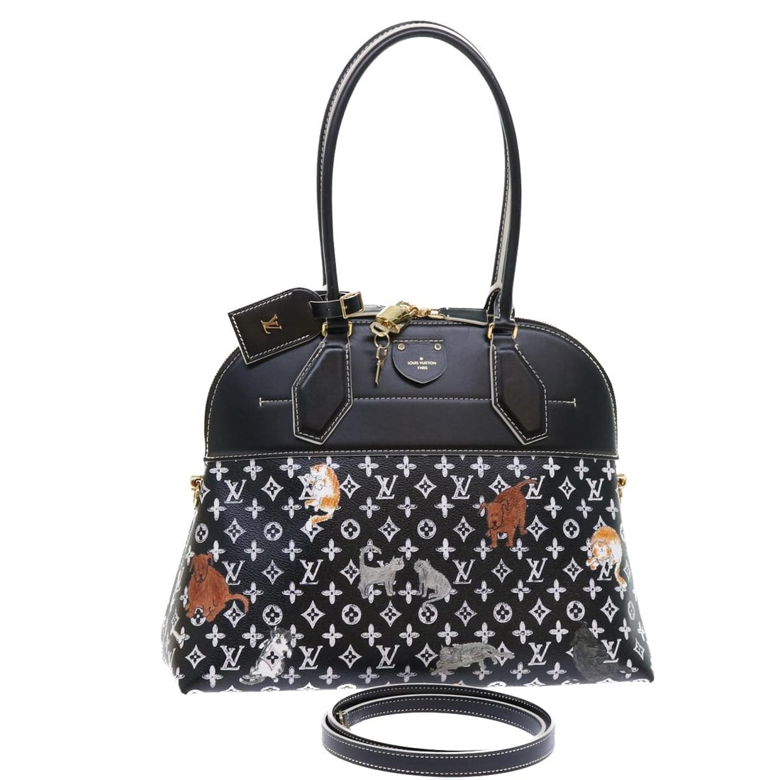LOUIS VUITTON Catgram Alma Souple Hand Bag Black M44403 Auth: LOUIS VUITTON Catgram Alma Souple Hand Bag Black M44403 Auth This exquisite Louis Vuitton Catgram Alma Souple Hand Bag features a stylish black exterior crafted from durable monogram canvas, perfect f