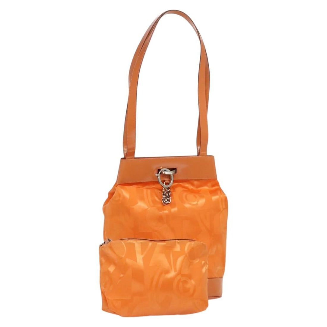 Ferragamo orange nylon leather shoulder bag with pouch Italy (1 of 18)