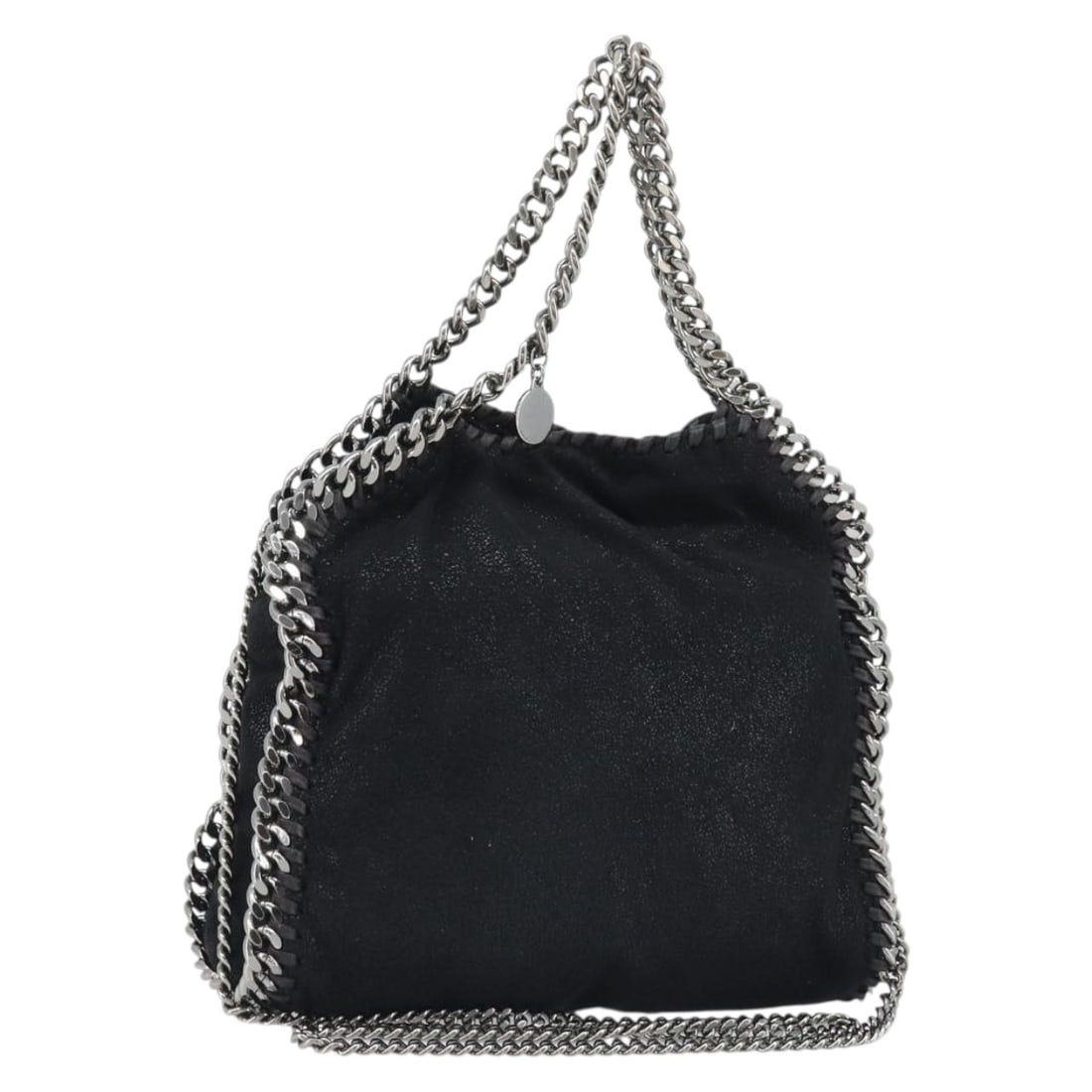 Black Falabella Tote by Stella McCartney Polyester Chain Detail 2way Bag: Black Falabella Tote by Stella McCartney Polyester Chain Detail 2way Bag This is a Stella McCartney Falabella Chain tote bag crafted from black polyester with silver-tone accents. Designed for women, 