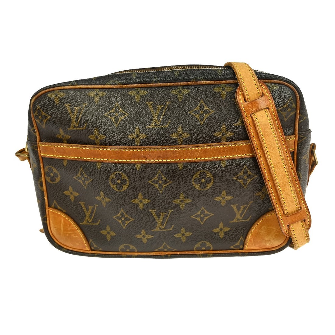 Louis Vuitton Trocadero 27 Monogram Canvas Medium Crossbody Shoulder Bag: Louis Vuitton Trocadero 27 Monogram Canvas Medium Crossbody Shoulder Bag This Louis Vuitton Trocadero 27 crossbody shoulder bag features the iconic monogram canvas exterior and a brown leather crossbo