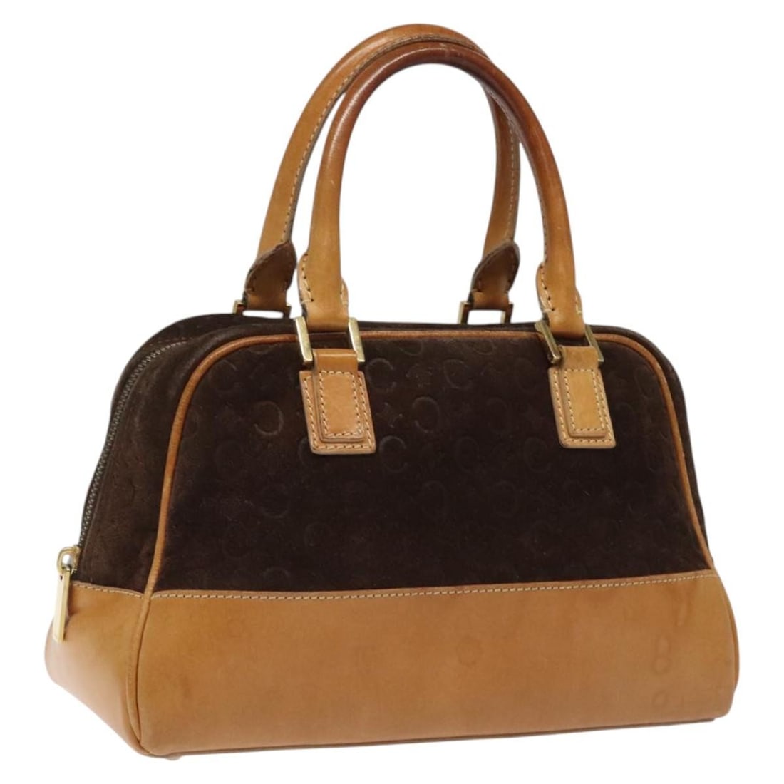 Celine Macadam Canvas and Suede Brown Gold Women's Handbag (1 of 18)