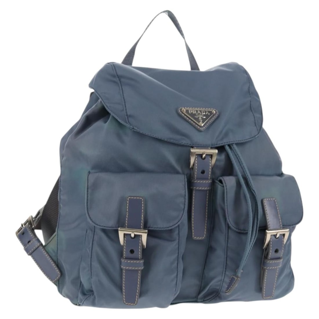 PRADA Light Blue Nylon Backpack Made in Italy: PRADA Light Blue Nylon Backpack Made in Italy This PRADA Light Blue Nylon Backpack combines stylish design with practical functionality. Crafted in Italy, this backpack features a striking light blue 