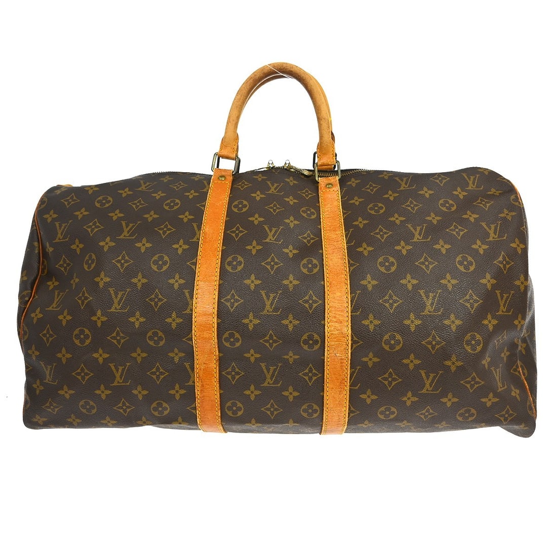 Louis Vuitton Keepall 55 Monogram Canvas Extra Large Vintage Travel Bag: Louis Vuitton Keepall 55 Monogram Canvas Extra Large Vintage Travel Bag This Louis Vuitton Keepall 55 travel handbag features the iconic monogram canvas leather exterior with beige double leather hand