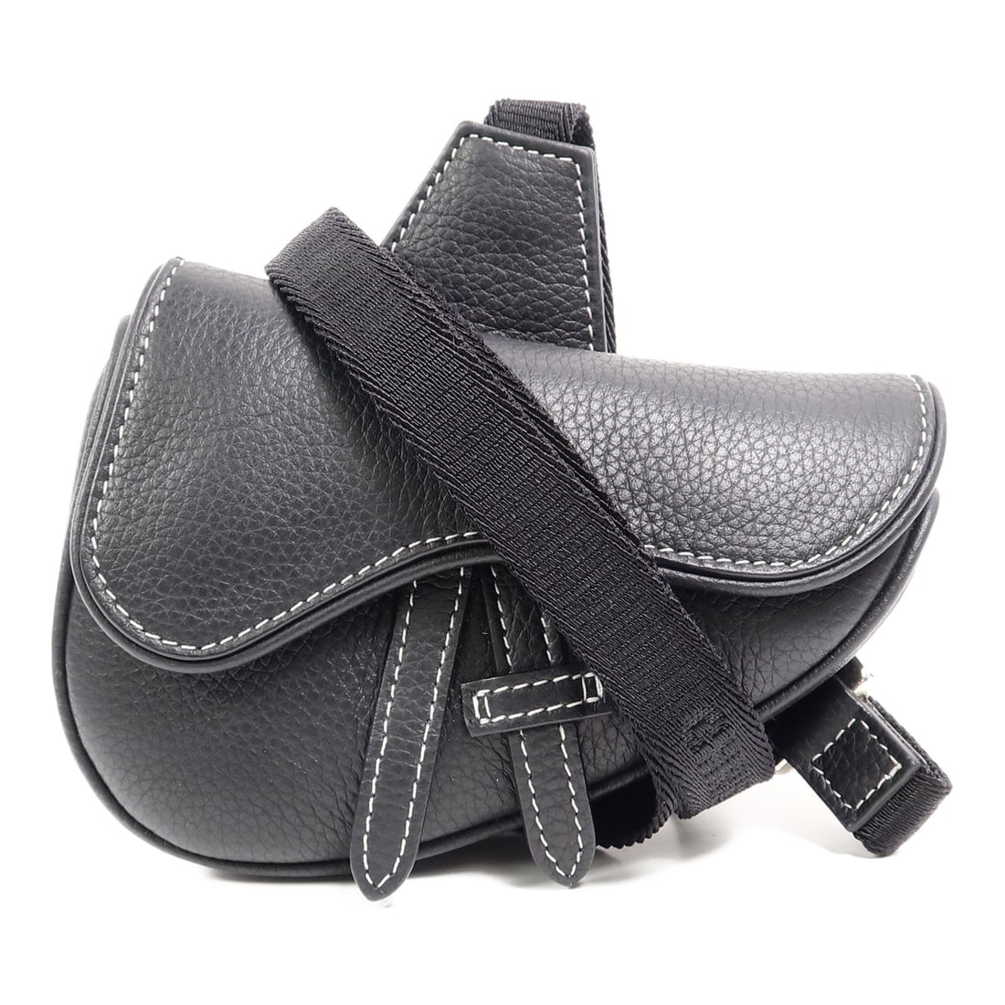 Dior Nano Saddle black calfskin shoulder bag CD SHW: Dior Nano Saddle black calfskin shoulder bag CD SHW This Christian Dior Nano Saddle Shoulder Bag features a sleek black calfskin leather design and silver-tone hardware. The compact size and iconic Sa