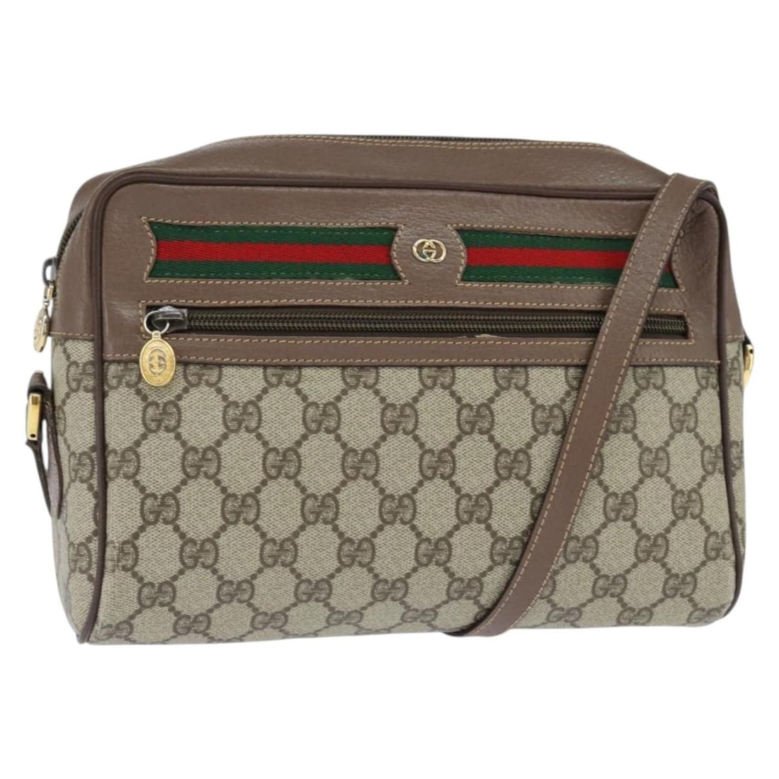 GUCCI GG Supreme Sherry Line PVC Shoulder Bag Beige Gold Auth 001 44 6472 (1 of 18)