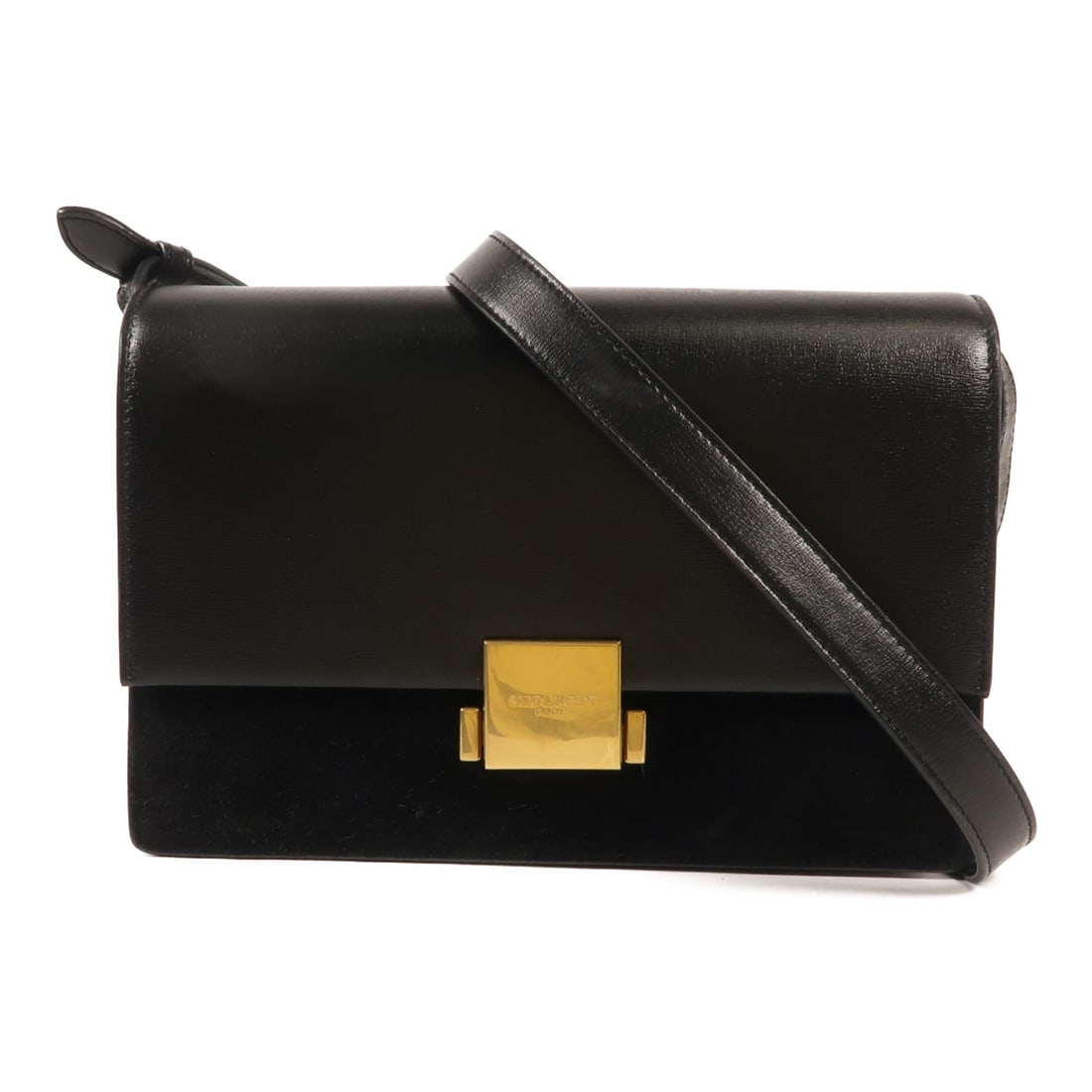 SAINT LAURENT Bellechasse Shoulder Bag Black Calfskin Leather GHW: SAINT LAURENT Bellechasse Shoulder Bag Black Calfskin Leather GHW The SAINT LAURENT Bellechasse Shoulder Bag is a stylish accessory crafted from premium black calfskin leather and suede. This shoulder