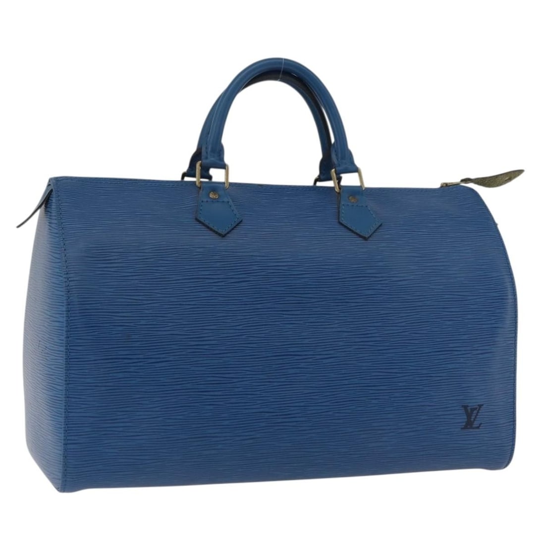 Blue Epi Leather Speedy Satchel by Louis Vuitton France: Blue Epi Leather Speedy Satchel by Louis Vuitton France This Louis Vuitton Speedy handbag is crafted from blue Epi leather and is designed for women. Made in France, it features signature style and pr