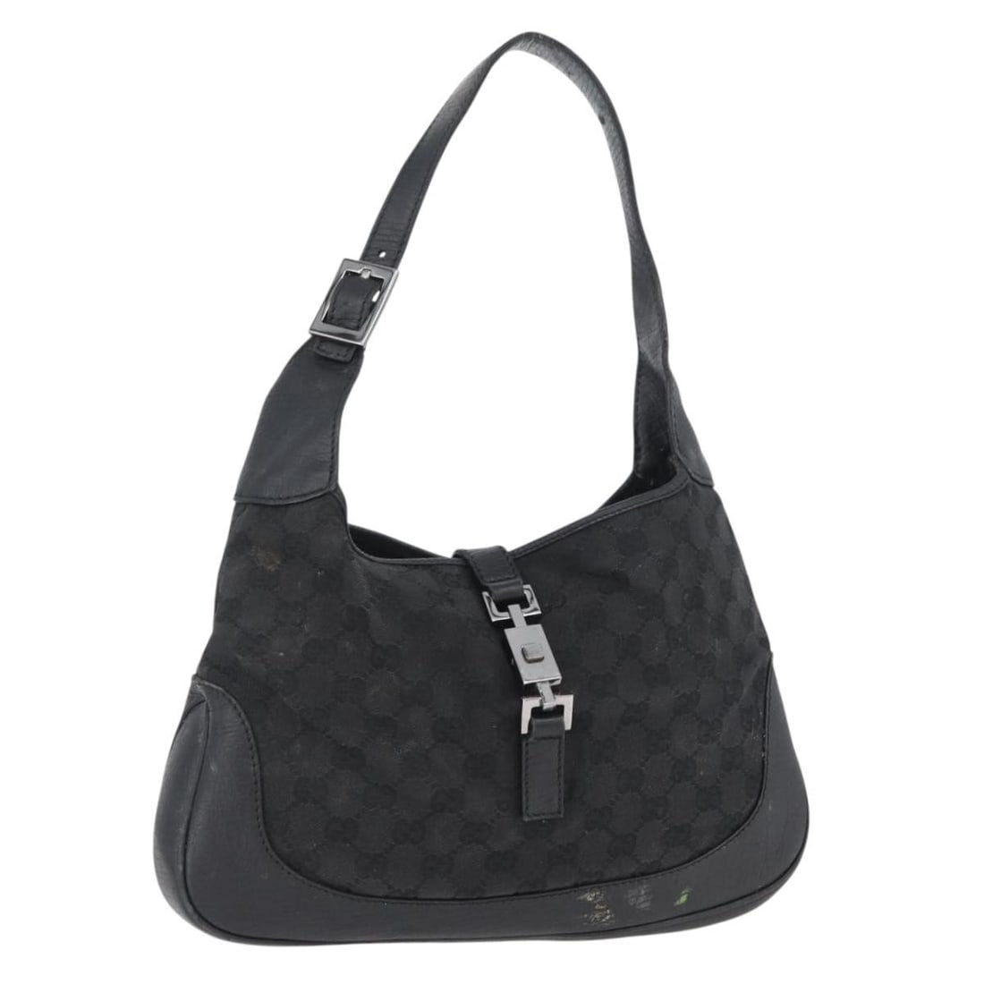 Beige GG Canvas Jackie Shoulder Bag by Gucci with Silver Accents: Beige GG Canvas Jackie Shoulder Bag by Gucci with Silver Accents This is a GUCCI Jackie GG Canvas shoulder bag in beige and silver, designed for women. Crafted in Italy, it features the iconic GG canv