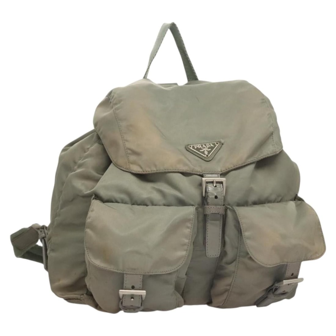 PRADA Green Nylon Women Backpack Italy: PRADA Green Nylon Women Backpack Italy This PRADA backpack is crafted from green nylon and designed for women. Made in Italy, the bag features approximate dimensions of 11.8 inches in height and lengt