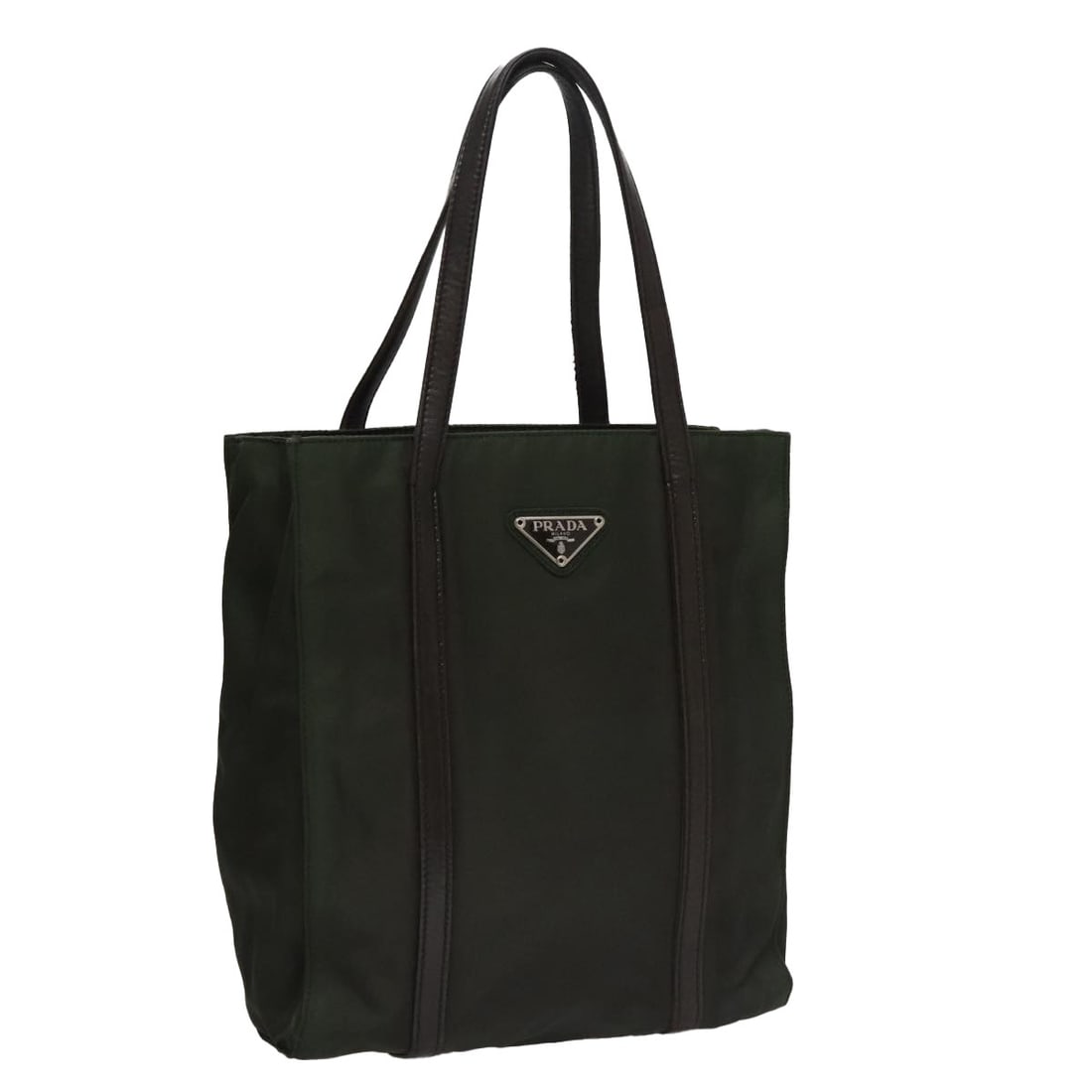 Prada Nylon Khaki Women Handbag Italy Guarantee Card: Prada Nylon Khaki Women Handbag Italy Guarantee Card This PRADA women's handbag is crafted from durable khaki nylon and features a simple, classic design. Made in Italy, the bag offers a compact silho