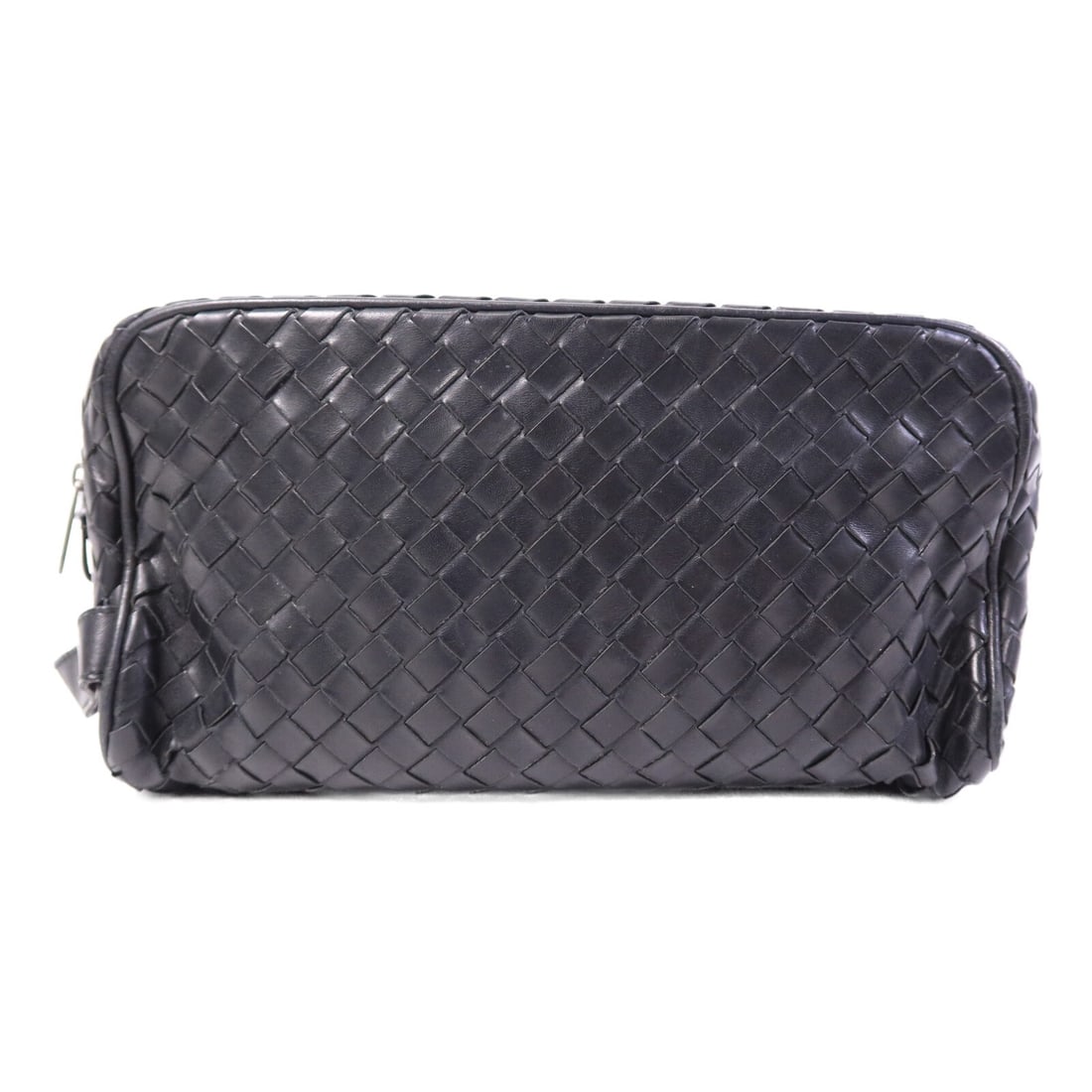 Bottega Veneta Black Calfskin Clutch BV SHW: Bottega Veneta Black Calfskin Clutch BV SHW This Bottega Veneta clutch bag is crafted from black calfskin leather, offering a sleek and classic look. Designed for unisex use, it features a structured 