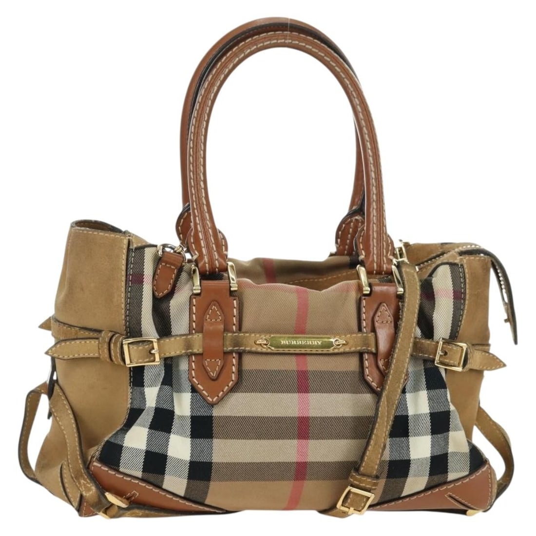 Burberry Nova Check canvas beige gold handbag with shoulder strap: Burberry Nova Check canvas beige gold handbag with shoulder strap This Burberry Nova Check handbag features a classic beige and gold canvas exterior and can be carried as a handbag or worn with the in