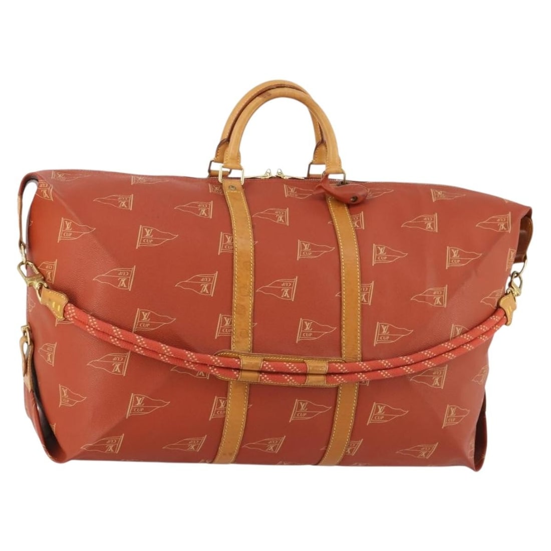 Louis Vuitton Cup Kabul Red PVC Boston Bag With Shoulder Strap M80020: Louis Vuitton Cup Kabul Red PVC Boston Bag With Shoulder Strap M80020 This Louis Vuitton LV Cup Kabul Boston Bag features a striking red PVC leather exterior and offers ample storage with its spacious