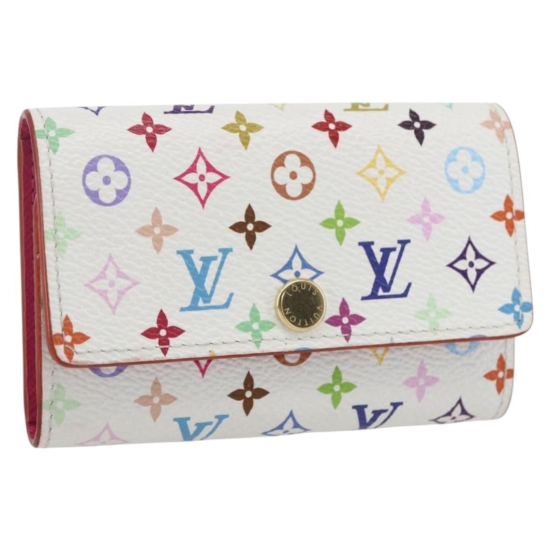 Louis Vuitton White Multicolor Monogram 4 Key Holder M93731 with Dust Bag: Louis Vuitton White Multicolor Monogram 4 Key Holder M93731 with Dust Bag This Louis Vuitton Multicolor Multicles 4 key case features the iconic Monogram Multicolor canvas in white. Crafted in France,