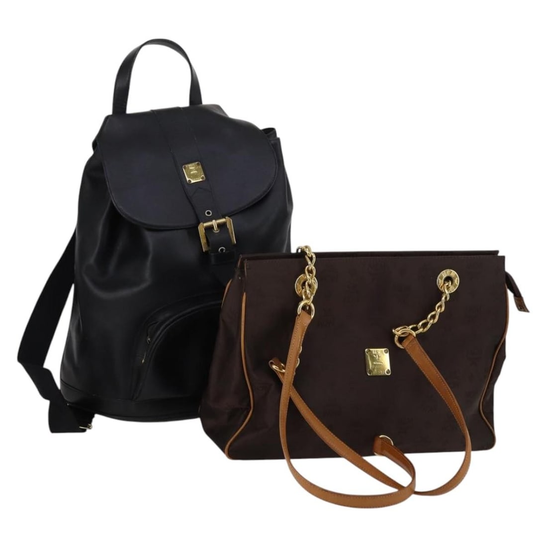 MCM Vicetos Logogram Backpack Leather Nylon Brown Black Set: MCM Vicetos Logogram Backpack Leather Nylon Brown Black Set This MCM Vicetos Logogram Backpack features a stylish blend of brown and black leather, making it a versatile accessory for any occasion. De
