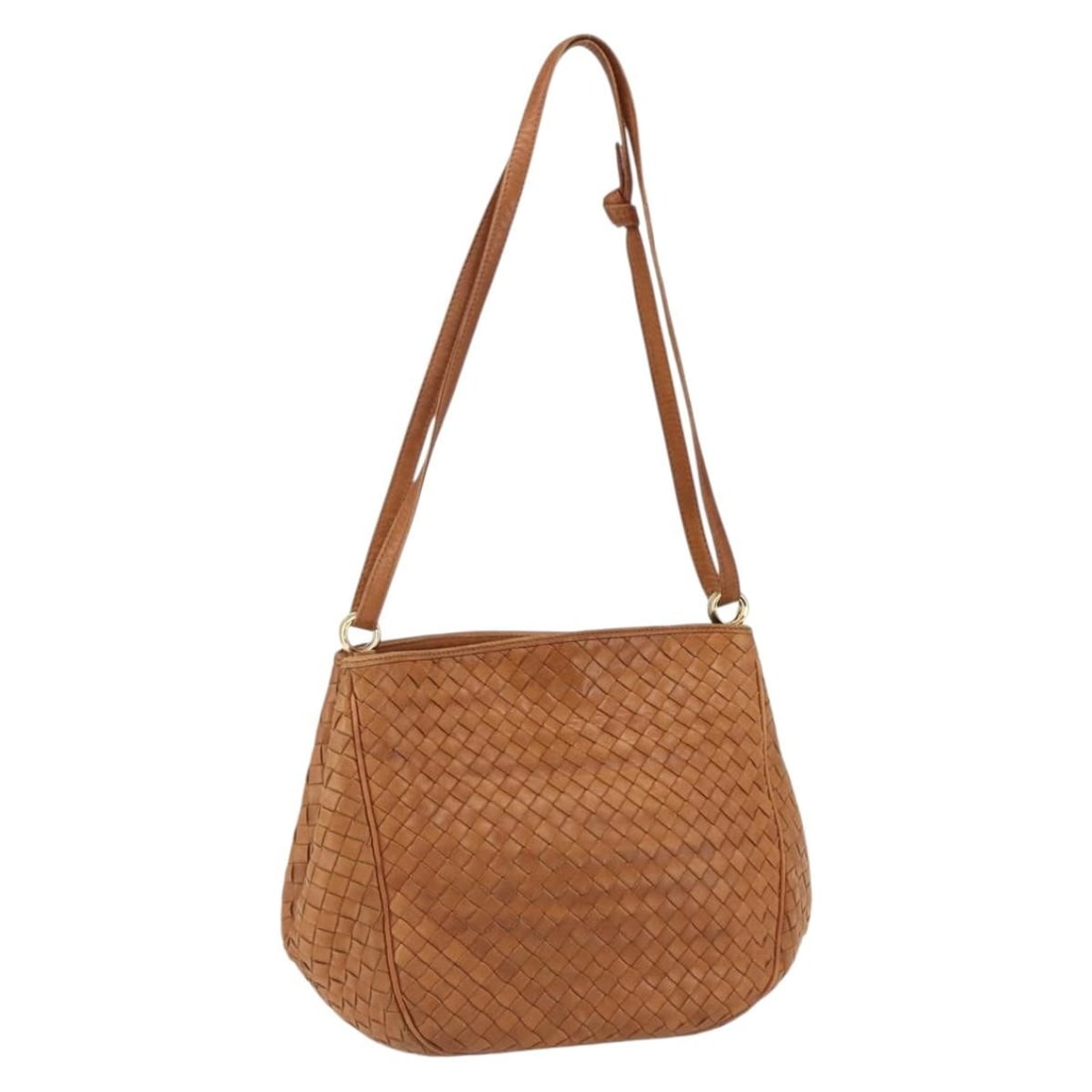 Bottega Veneta Brown Leather Intrecciato Shoulder Bag Gold Accents Italy: Bottega Veneta Brown Leather Intrecciato Shoulder Bag Gold Accents Italy This Bottega Veneta Intrecciato shoulder bag is crafted from brown and gold leather and designed for women. Made in Italy, the 