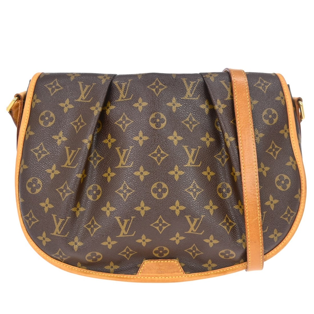 Louis Vuitton Menilmontant MM Monogram Canvas Shoulder Messenger Bag: Louis Vuitton Menilmontant MM Monogram Canvas Shoulder Messenger Bag This Louis Vuitton Menilmontant MM shoulder bag features the iconic monogram canvas leather exterior in brown, complemented by a br