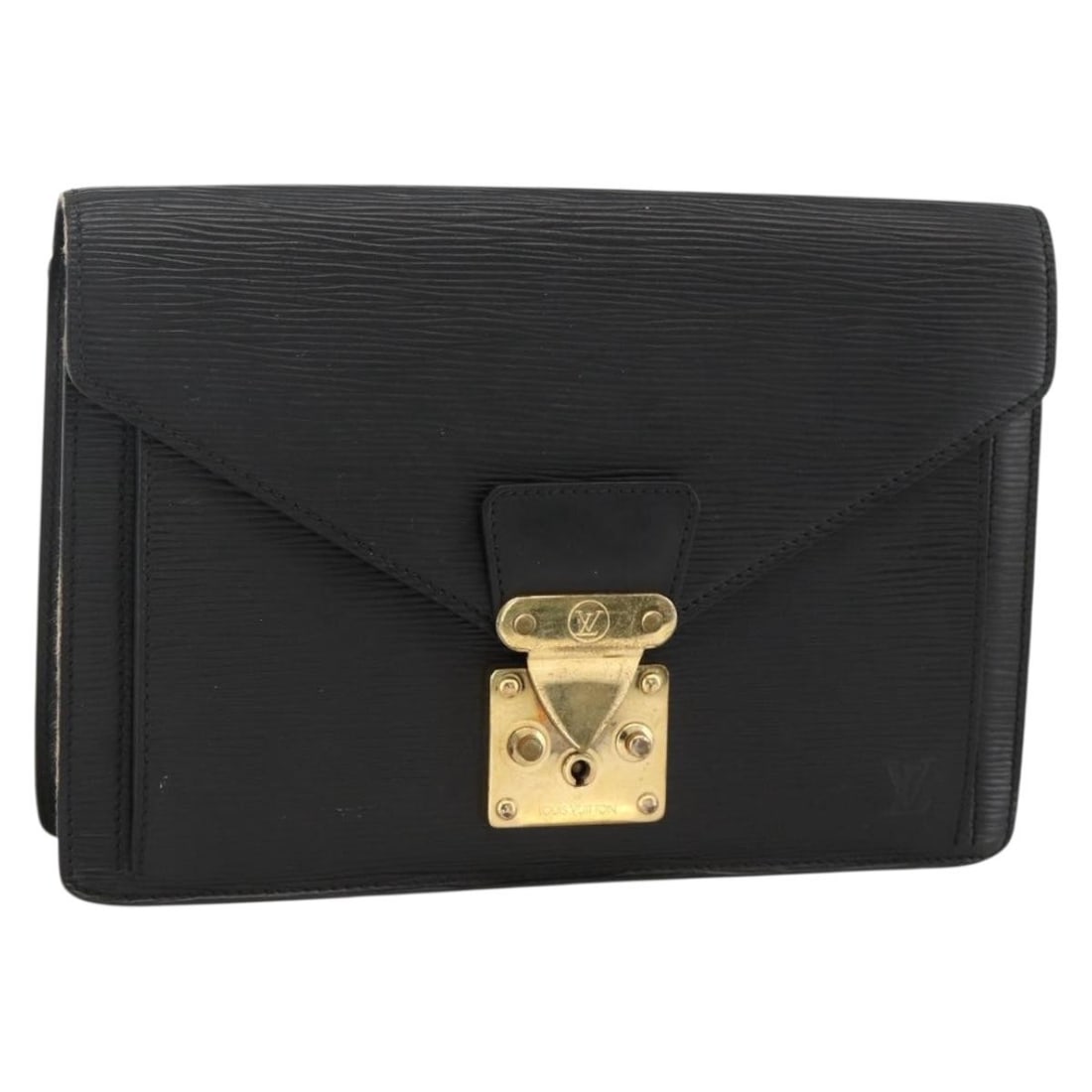 Black Epi Leather Dragonne Clutch by Louis Vuitton M52612: Black Epi Leather Dragonne Clutch by Louis Vuitton M52612 This is a Louis Vuitton Epi Serie Dragonne clutch bag in black (Noir), crafted from signature Epi leather. Designed for women, it features a c