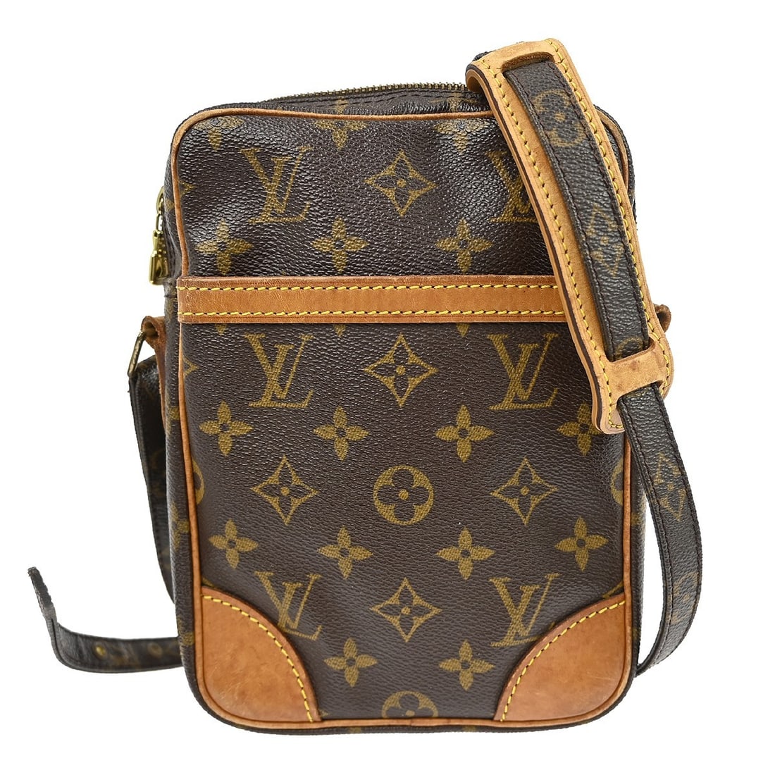 Louis Vuitton Danube Monogram Canvas Crossbody Shoulder Bag M45266: Louis Vuitton Danube Monogram Canvas Crossbody Shoulder Bag M45266 This Louis Vuitton Danube crossbody shoulder bag features the iconic monogram canvas leather exterior with brown leather trim and log