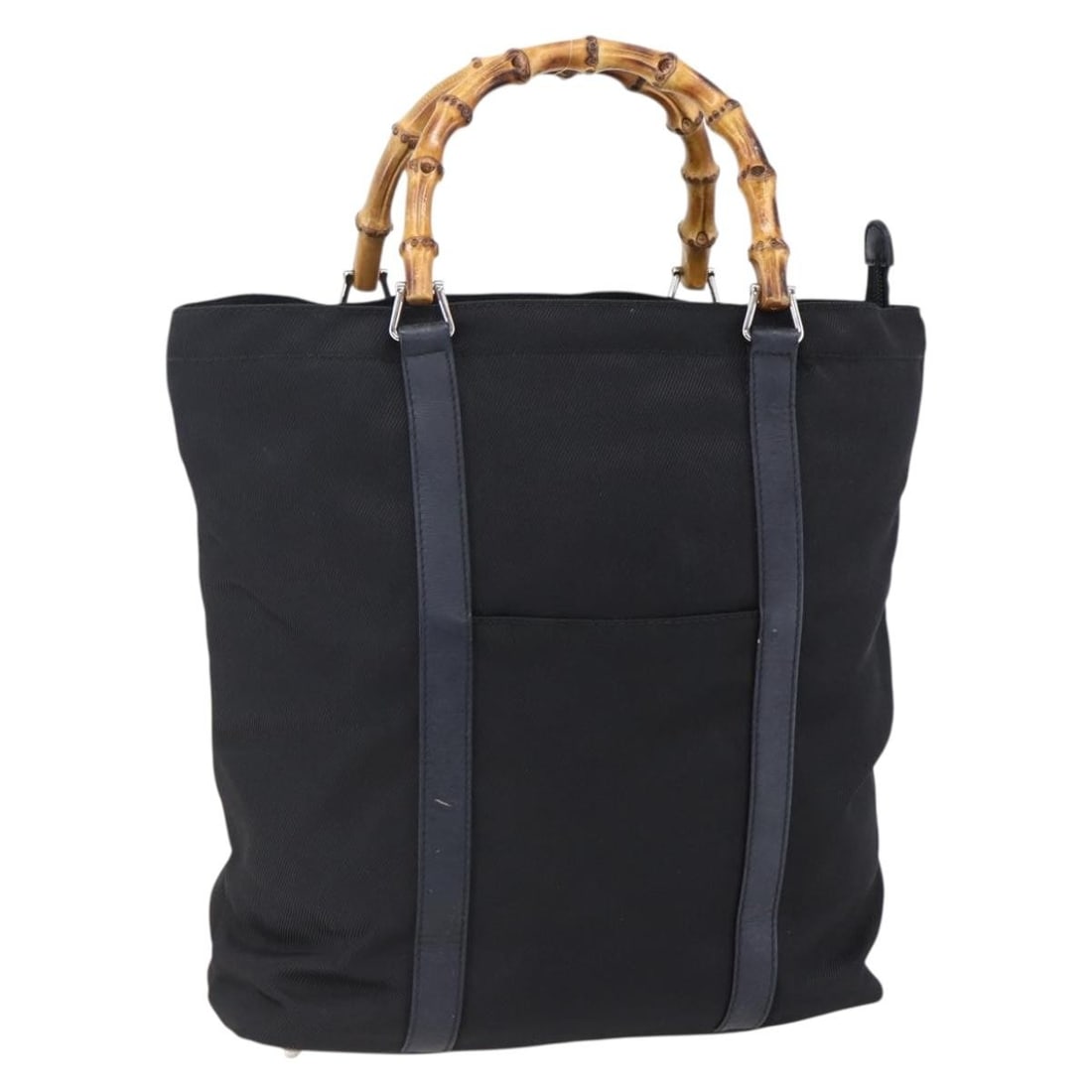 GUCCI Black Silver Nylon Bamboo Hand Bag 000 3754 0508 Auth: GUCCI Black Silver Nylon Bamboo Hand Bag 000 3754 0508 Auth This authentic GUCCI Bamboo Hand Bag features a stylish blend of black and silver nylon, perfect for adding a touch of elegance to any outfi