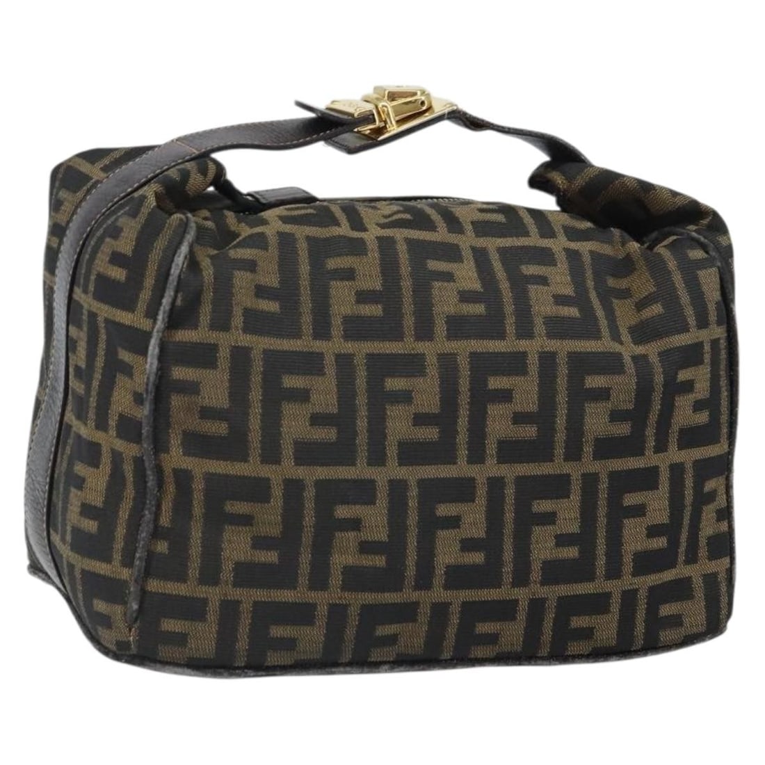Fendi Zucca Canvas Black and Brown Vanity Handbag Made in Italy: Fendi Zucca Canvas Black and Brown Vanity Handbag Made in Italy This FENDI Zucca Canvas Vanity Hand Bag features the iconic black and brown Zucca canvas design. Crafted in Italy, it offers a spacious 