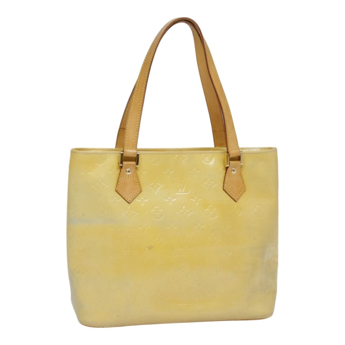 Louis Vuitton Houston Gris Patent Leather Handbag Monogram Vernis M91053: Louis Vuitton Houston Gris Patent Leather Handbag Monogram Vernis M91053 This is a Louis Vuitton Monogram Vernis Houston handbag in Gris, crafted from patent leather. The bag features a structured sil