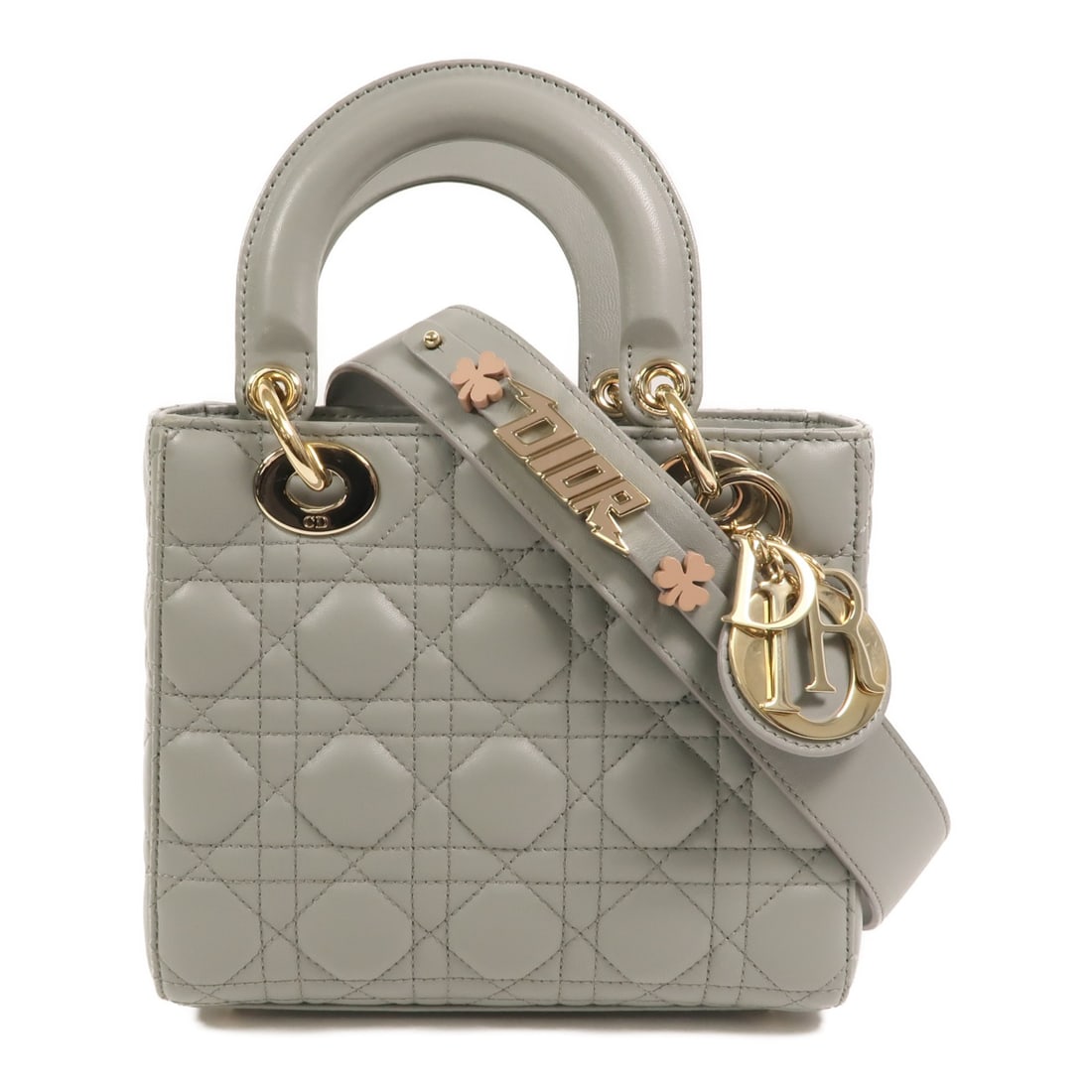 Dior Lady Dior My ABCDior Gray Lambskin 2Way Shoulder Bag: Dior Lady Dior My ABCDior Gray Lambskin 2Way Shoulder Bag This Dior 2-way shoulder bag from the Lady Dior My ABCDior collection features a compact design crafted from luxurious lambskin leather in a s
