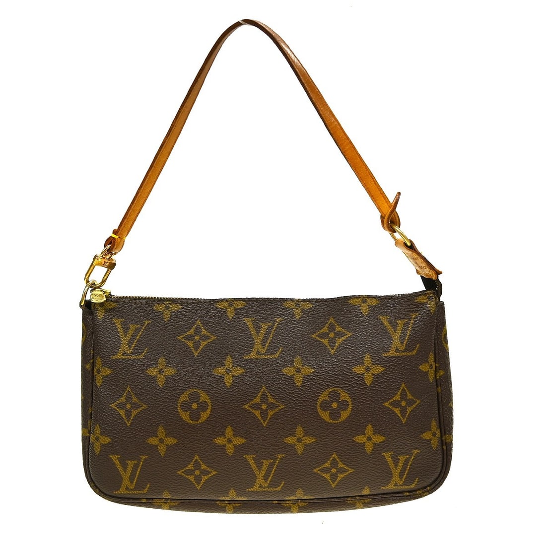 Louis Vuitton Monogram Pochette Accessoires Small Brown Canvas Top Handle Bag: Louis Vuitton Monogram Pochette Accessoires Small Brown Canvas Top Handle Bag This Louis Vuitton Monogram Pochette Accessoires M51980 handbag features the signature monogram canvas leather exterior in