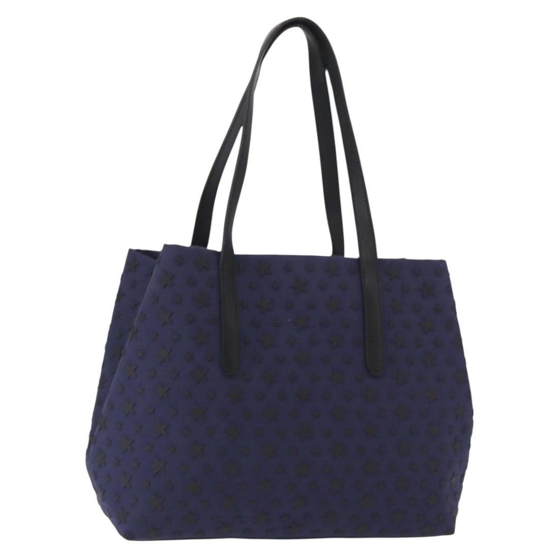 Navy and Silver Canvas Sophia S Tote by Jimmy Choo Italy: Navy and Silver Canvas Sophia S Tote by Jimmy Choo Italy This is a Jimmy Choo Sophia S tote bag crafted from navy and silver canvas. The Italian-made bag features a spacious interior, dual handles, an