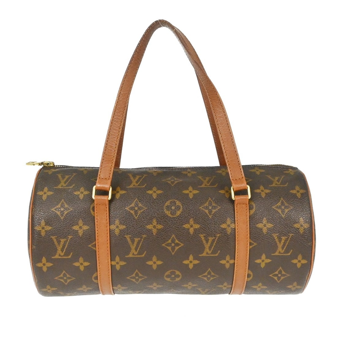 Louis Vuitton Papillon 30 Monogram Canvas Zip Handbag: Louis Vuitton Papillon 30 Monogram Canvas Zip Handbag This Louis Vuitton Papillon 30 handbag features the iconic monogram canvas exterior with brown leather handles and gold-colored hardware. The medi