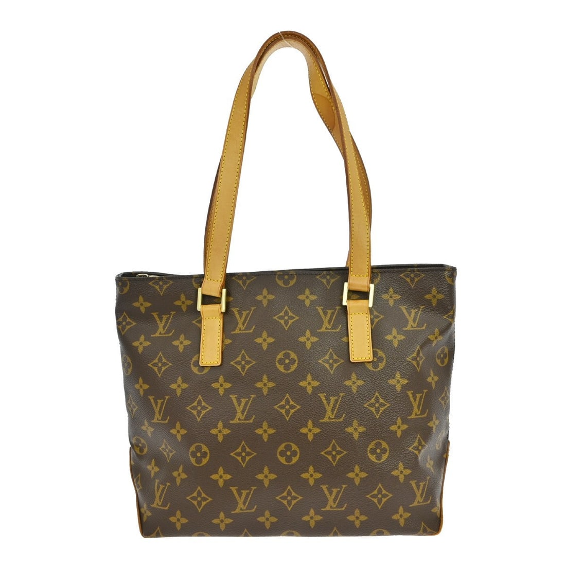 Louis Vuitton Cabas Piano Monogram Canvas Tote with Double Handles: Louis Vuitton Cabas Piano Monogram Canvas Tote with Double Handles This Louis Vuitton Cabas Piano tote bag features the iconic Monogram canvas leather exterior with beige double handles and a zip clos