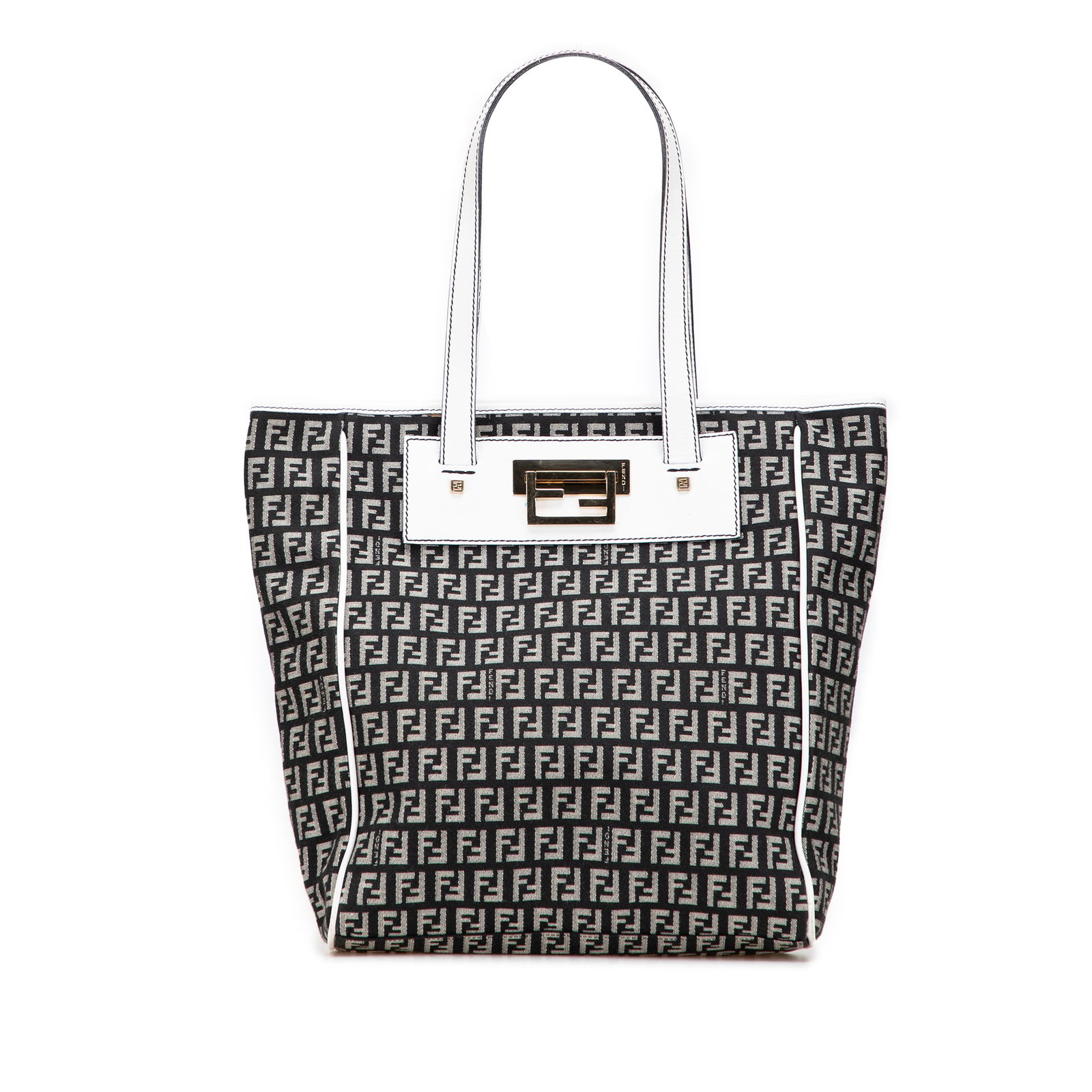 Fendi Zucchino Canvas Tote Black Leather Trim Italy: Fendi Zucchino Canvas Tote Black Leather Trim Italy This Fendi Zucchino Canvas Tote is a stylish and functional accessory crafted from durable canvas with elegant leather trim. It features flat leathe
