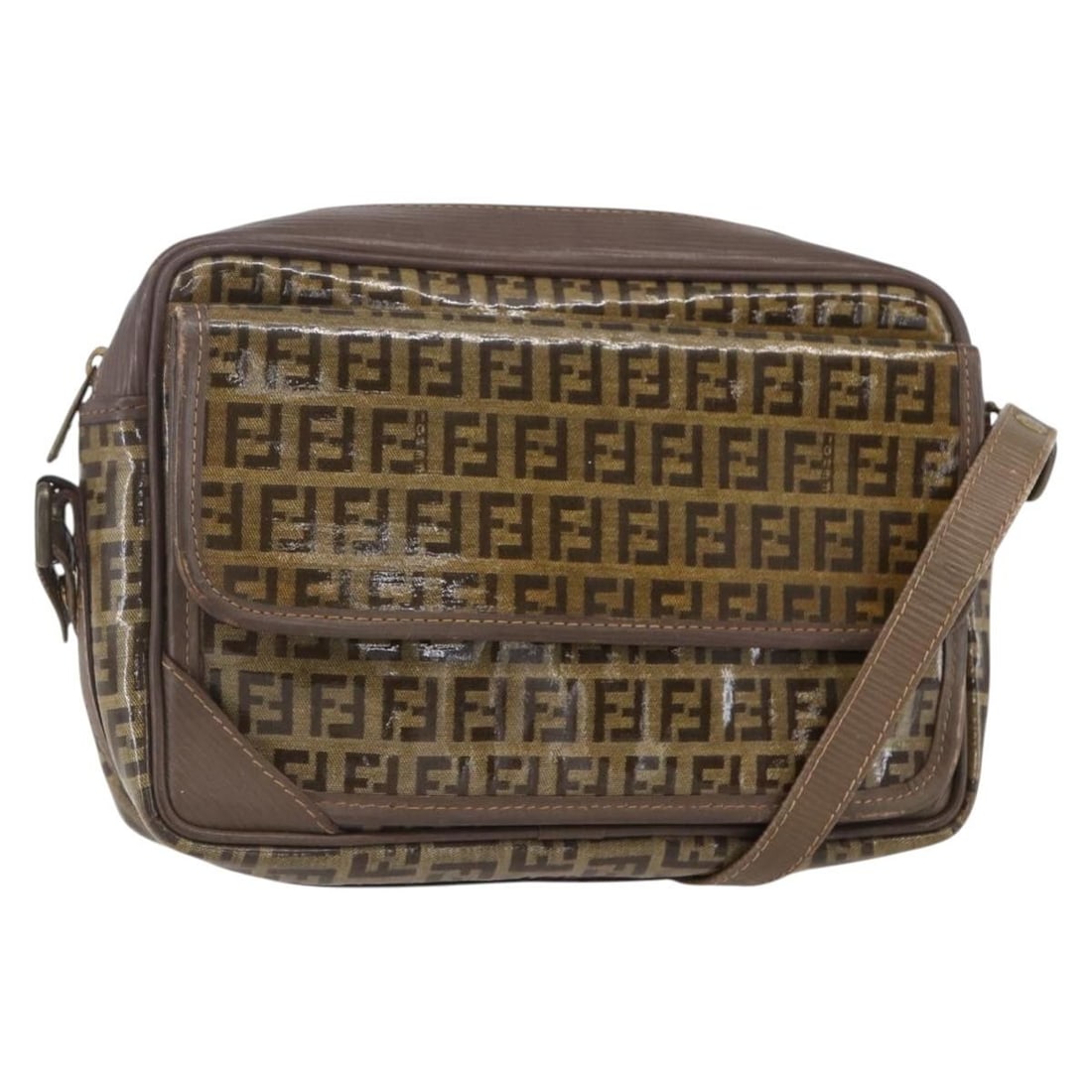 FENDI Beige Zucchino Canvas Shoulder Bag Auth th6516 (1 of 18)