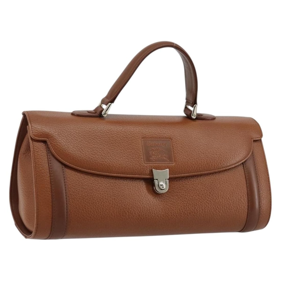 Burberrys Brown Silver Leather Handbag Italy: Burberrys Brown Silver Leather Handbag Italy This Burberrys handbag is crafted from brown leather with silver-tone accents. Designed for women, it features a structured silhouette with approximate dim
