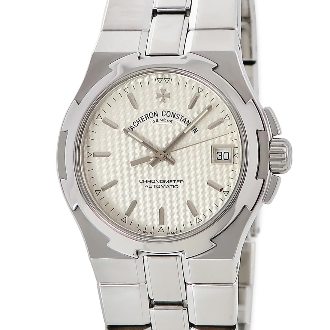 Overseas Silver Dial 37mm Watch Ref 42040/423A-8458 by Vacheron Constantin: Overseas Silver Dial 37mm Watch Ref 42040/423A-8458 by Vacheron Constantin This Vacheron Constantin Overseas watch features a 37mm stainless steel case and a silver dial. The watch is in excellent con