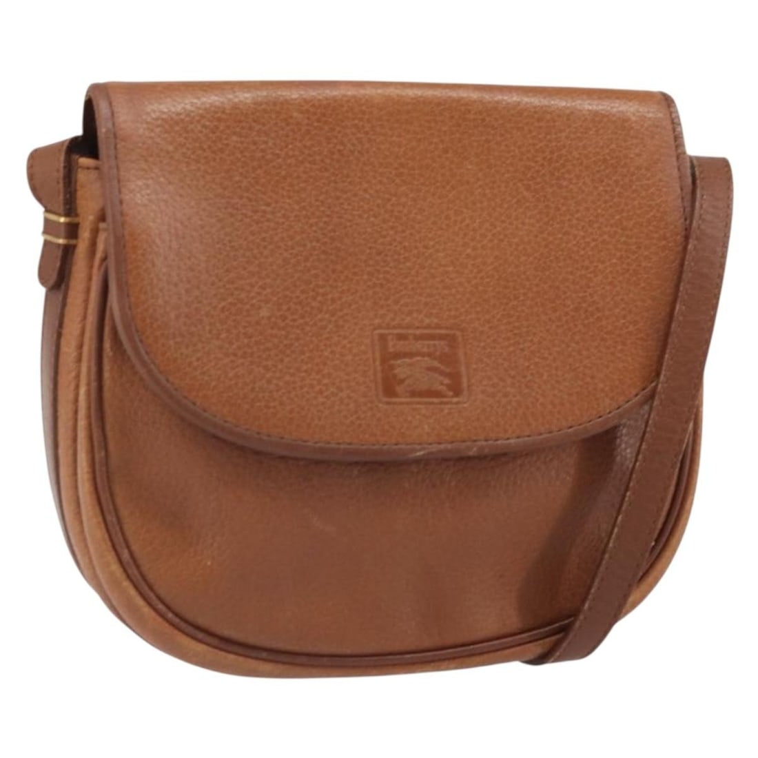 Brown Leather Burberrys Shoulder Bag with Gold Accents: Brown Leather Burberrys Shoulder Bag with Gold Accents This Burberrys shoulder bag features brown leather with gold-tone accents and is crafted in Italy. The bag has a compact design with an adjustabl