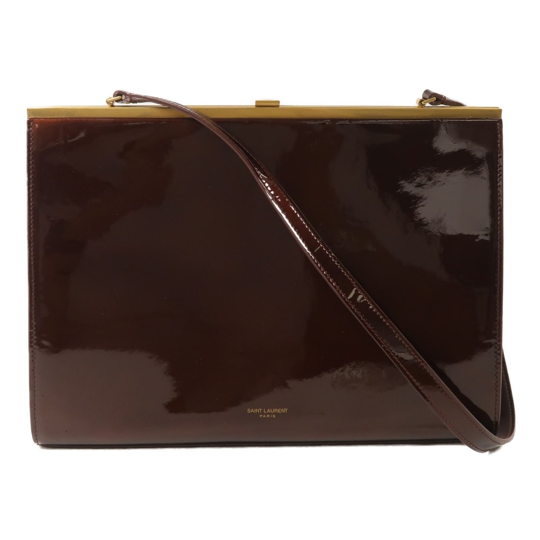 Saint Laurent Le Anne-Marie Brown Patent Leather Shoulder Bag: Saint Laurent Le Anne-Marie Brown Patent Leather Shoulder Bag This SAINT LAURENT Le Anne-Marie shoulder bag features a sophisticated design crafted from brown patent leather. Made in Italy, the bag of