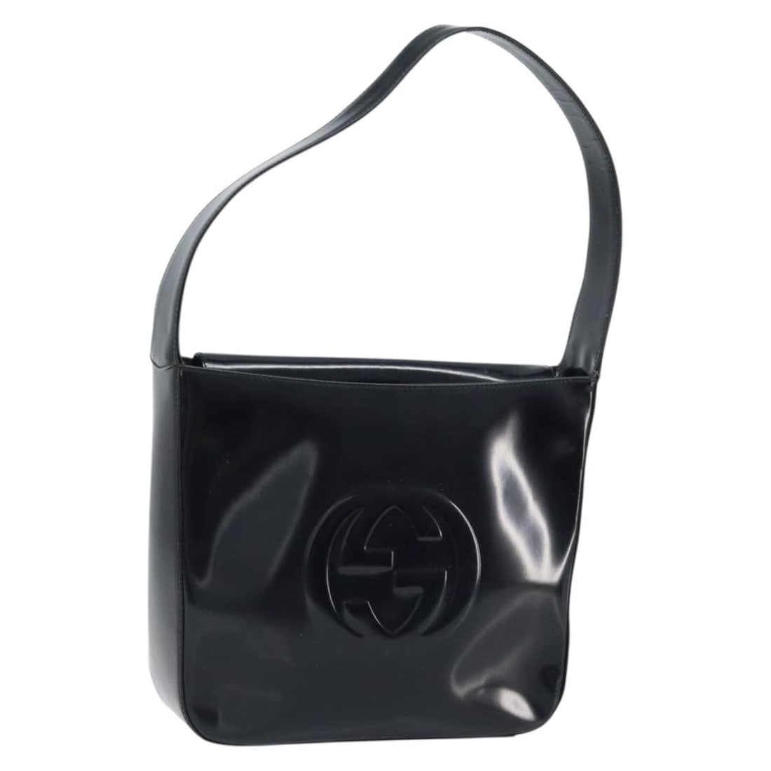 Black Patent Leather Shoulder Bag Gucci 000 0506 Silver Tone Hardware: Black Patent Leather Shoulder Bag Gucci 000 0506 Silver Tone Hardware This GUCCI shoulder bag features black patent leather with silver-tone accents. Designed for women, it has a classic shoulder bag 