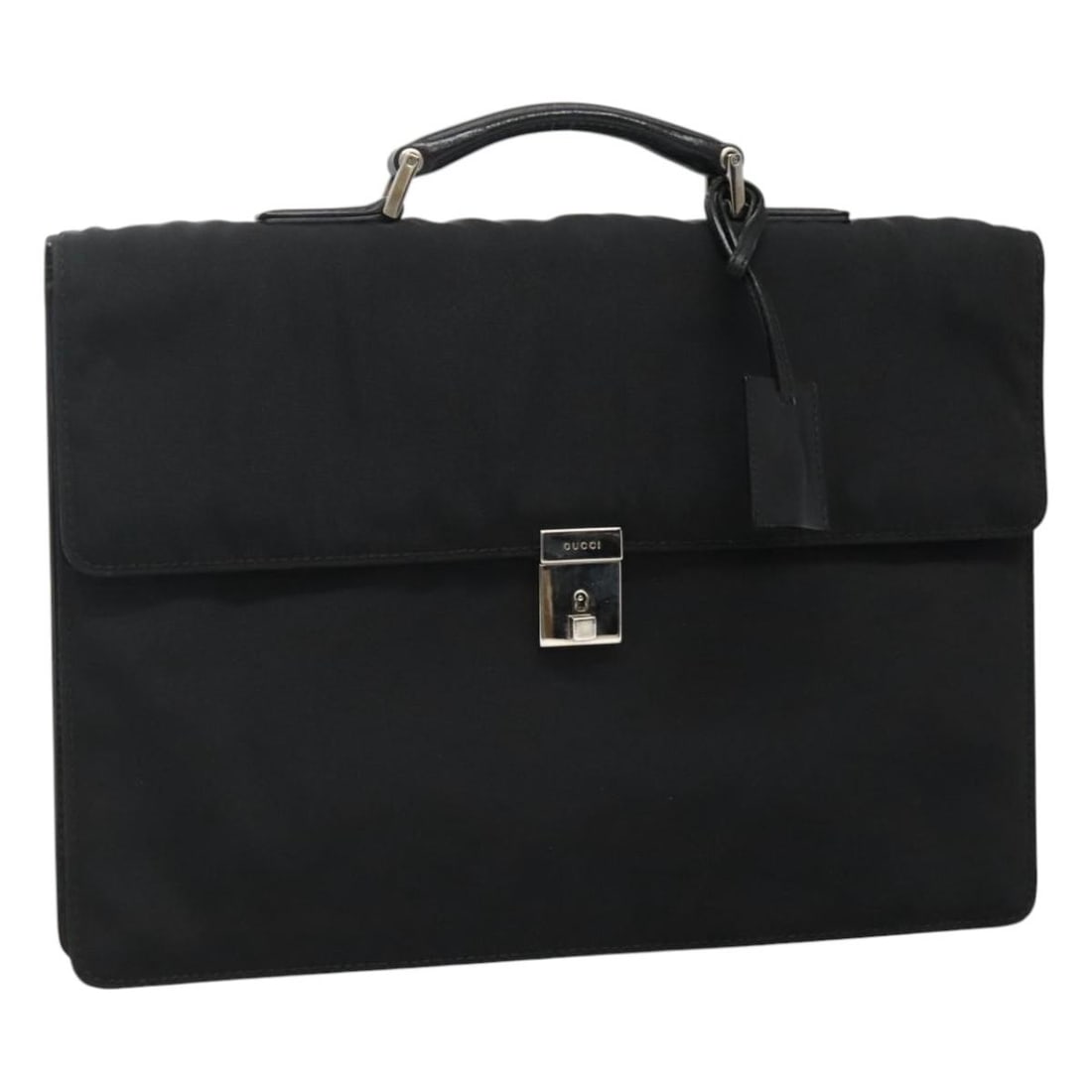 Black Nylon Gucci 015 0235 Women's Handbag with Key and Clochette: Black Nylon Gucci 015 0235 Women's Handbag with Key and Clochette This GUCCI women's handbag is crafted from black nylon and features a sleek, minimalist design. The bag includes a key and clochette a