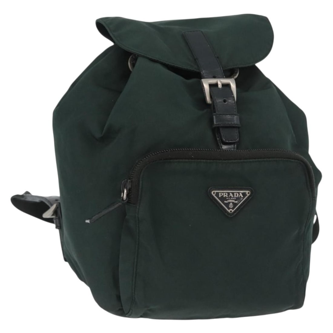 Prada Green Silver Nylon Women Backpack Italy: Prada Green Silver Nylon Women Backpack Italy This PRADA backpack is crafted from nylon in a green and silver color scheme. Designed for women, it features a compact silhouette with approximate dimens