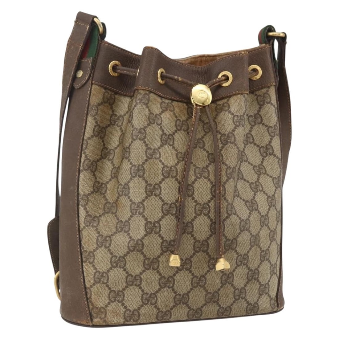 GUCCI GG Supreme Sherry Line Beige Gold Shoulder Bag Auth 164 02 034: GUCCI GG Supreme Sherry Line Beige Gold Shoulder Bag Auth 164 02 034 This GUCCI GG Supreme Web Sherry Line Shoulder Bag combines luxury and style with its elegant beige and gold design. Crafted from d
